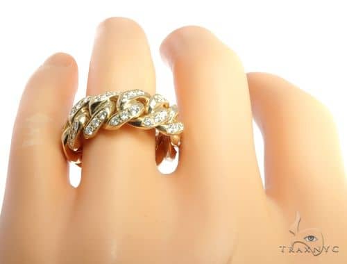 14k Yellow Gold Diamond Miami Cuban Link Ring 65119 - Image 5