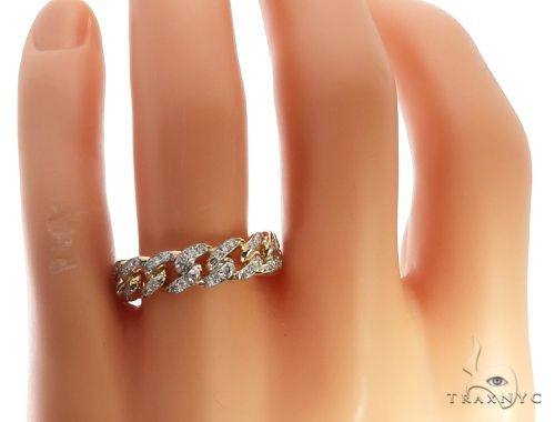 14k Yellow Gold Diamond Miami Cuban Ring, photo 5 of 5