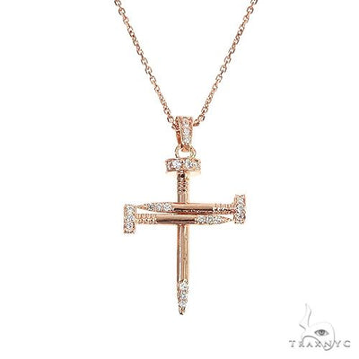 14k Gold Diamond Nail Cross Pendant Set 66614 - Image 1