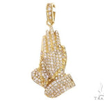 14k Yellow Gold Diamond Prayer Hands Pendant 64925 - Image 1