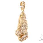 14k Yellow Gold Diamond Prayer Hands Pendant 64925 - Image 2