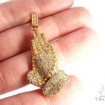 14k Yellow Gold Diamond Prayer Hands Pendant 64925 - Image 5
