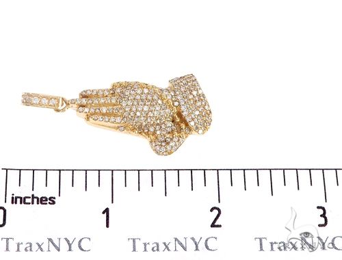 14k Yellow Gold Diamond Prayer Hands Pendant, photo 7 of 7