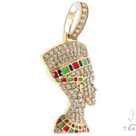 14k Yellow Gold Diamond and Enamel Nefertiti Pendant 64692 - Image 2