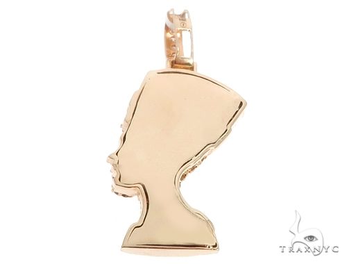 14k Gold Diamond Enamel Nefertiti Pendant | TraxNYC