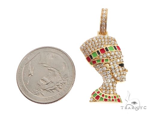 14k Yellow Gold Diamond and Enamel Nefertiti Pendant 64692 - Image 5