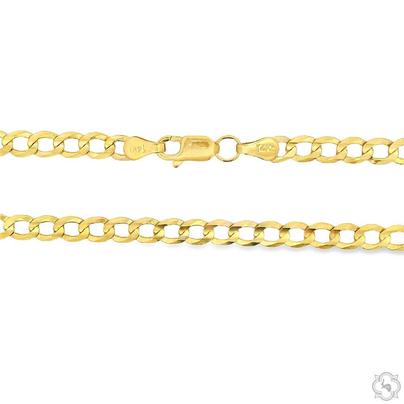 14k Yellow Gold Solid Curb Link Chain 4mm 18 inches 68272 - Image 3