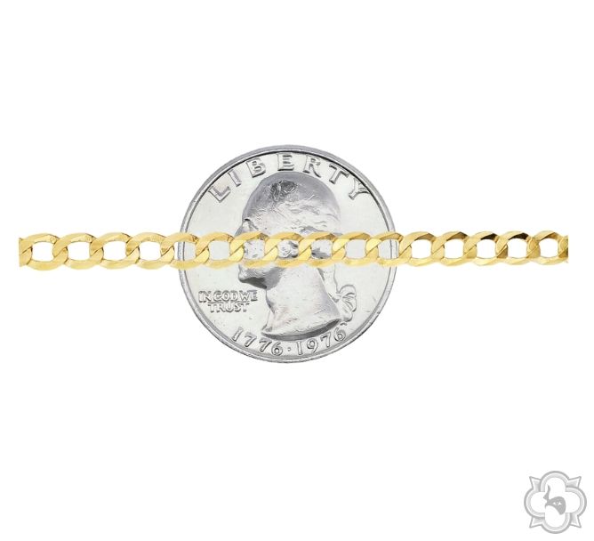 14k Yellow Gold Solid Curb Link Chain 4mm 20 inches   68271 - Image 4