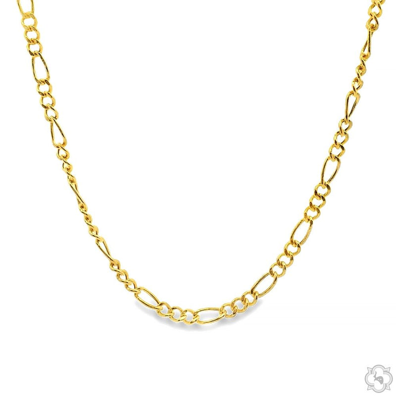 14k Yellow Gold Hollow Figaro Link Chain 24 Inches 2.5mm 66296 - Image 1