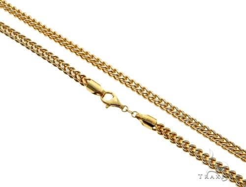 14K yellow gold hollow Franco chain 5.5mm – flat four-sided links, close-up front view