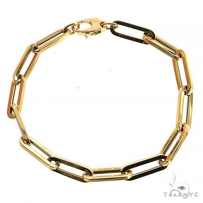 14k Yellow Gold Hollow Paperclip bracelet 5.8mm 7.5 inches   68347 - Image 1