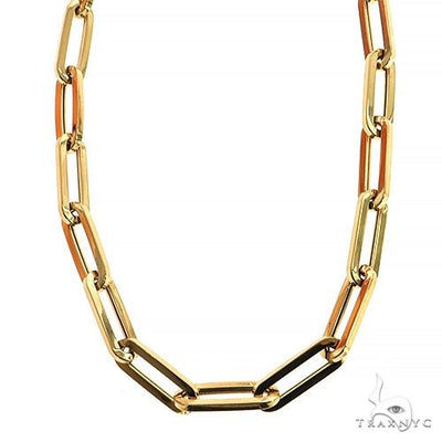 14k Yellow Gold Hollow Paperclip chain 5.8mm 18 inches   68345 - Image 1