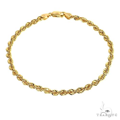 14k Yellow Gold Hollow Rope Bracelet 3.8mm 8.5 inches, photo 2 of 6