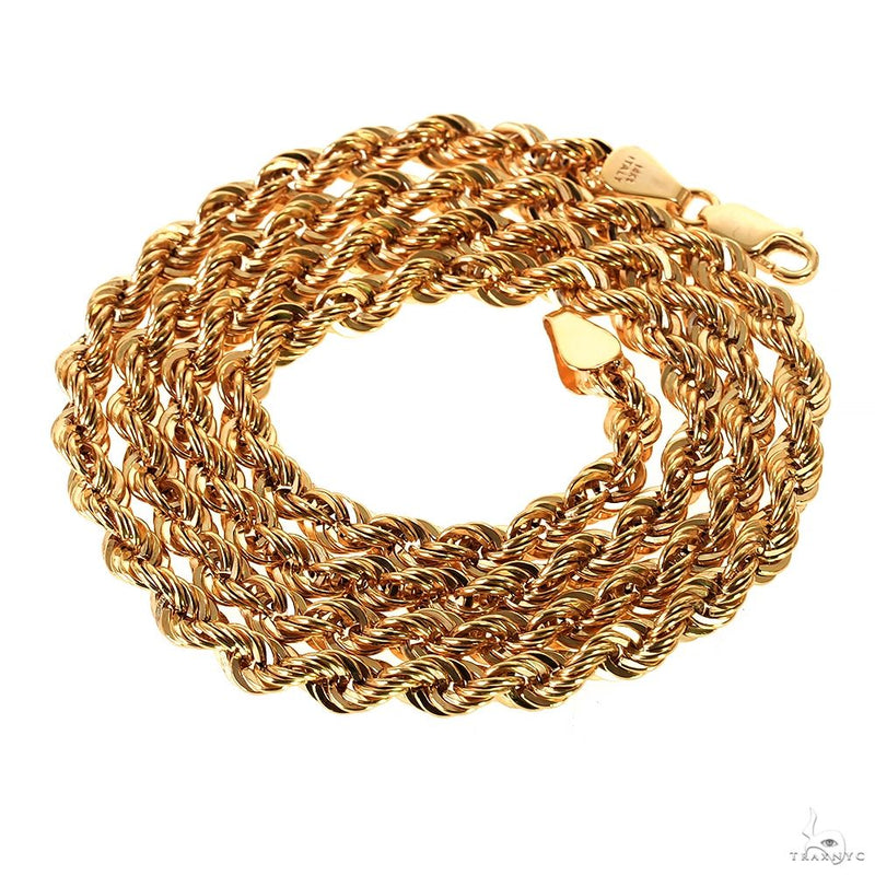 14k Yellow Gold Hollow Rope Link Chain 4.7mm 24 Inches 70073 - Image 3