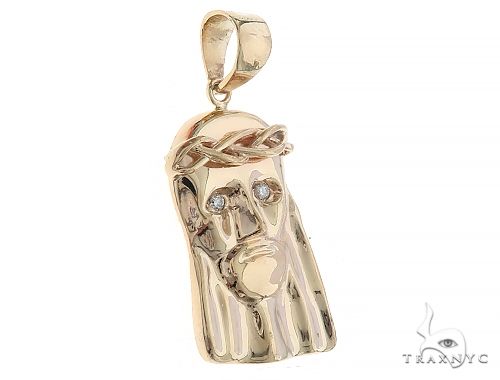 14k Yellow Gold Jesus Pendant 35495 - Image 2