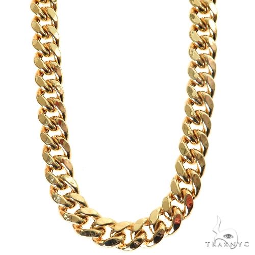14k yellow gold hollow Miami Cuban link chain, 7.5mm wide, 22 inches, box clasp closure