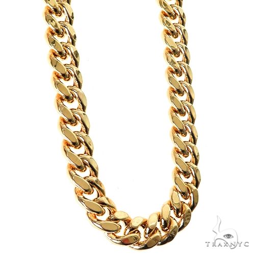 22-inch 7.5mm hollow Miami Cuban chain in polished 14k yellow gold for men