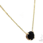 14k Yellow Gold Onyx Necklace & Earrings Set 40029 - Image 3