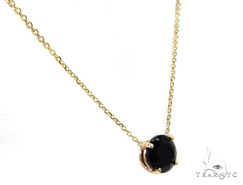 14k Yellow Gold Onyx Necklace & Earrings Set 40029 - Image 3