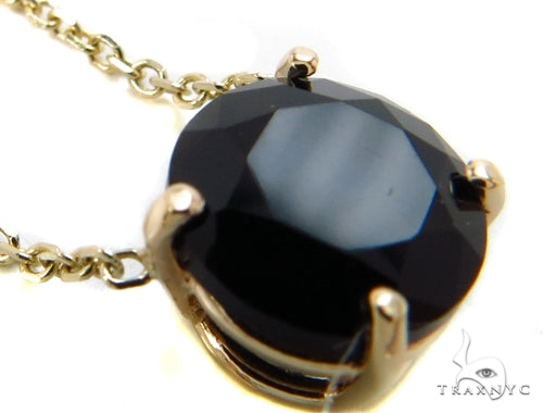 14k Yellow Gold Onyx Necklace & Earrings Set 40029 - Image 5