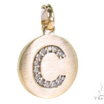 14k Yellow Gold Prong Diamond Initial C Pendant-39987 - Image 2