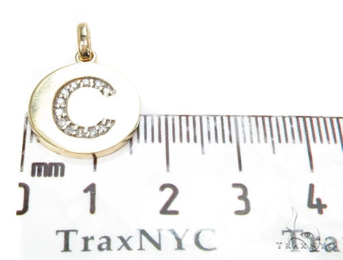 14k Yellow Gold Prong Diamond Initial C Pendant, photo 6 of 7