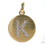 14k Yellow Gold Prong Diamond Initial K Pendant-39985 - Image 1
