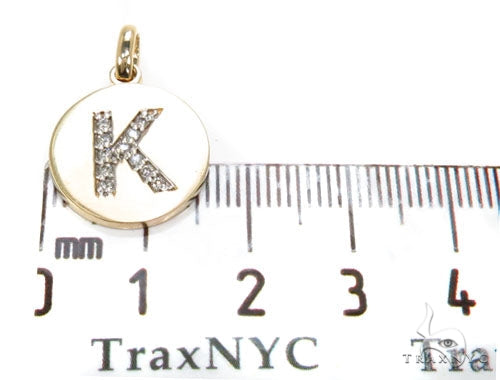 14k Yellow Gold Prong Diamond Initial K Pendant-39985 - Image 6