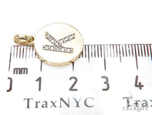 14k Yellow Gold Prong Diamond Initial K Pendant-39985 - Image 7