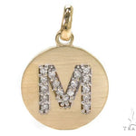 14k Yellow Gold Prong Diamond Initial M Pendant-39986 - Image 1