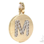 14k Yellow Gold Prong Diamond Initial M Pendant-39986 - Image 2