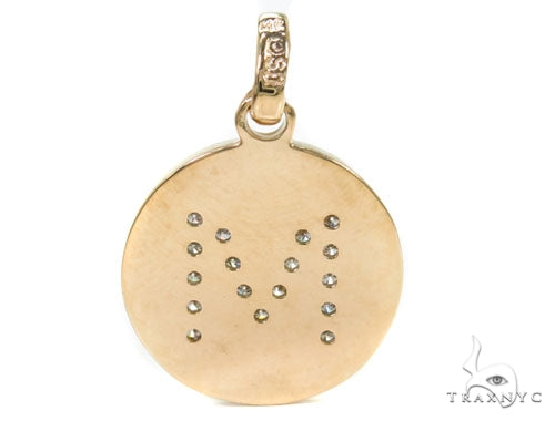 14k Yellow Gold Prong Diamond Initial M Pendant, photo 4 of 7