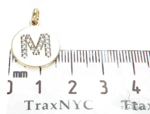 14k Yellow Gold Prong Diamond Initial M Pendant, photo 6 of 7