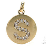 14k Yellow Gold Prong Diamond Initial S Pendant-39984 - Image 1