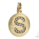 14k Yellow Gold Prong Diamond Initial S Pendant-39984 - Image 2