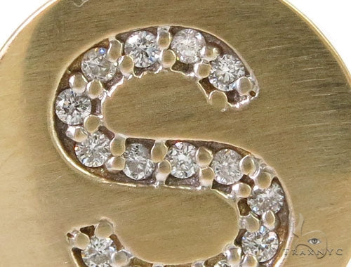 14k Yellow Gold Prong Diamond Initial S Pendant-39984 - Image 3