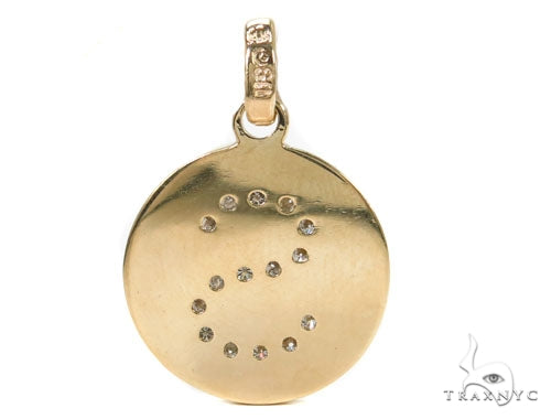 14k Yellow Gold Prong Diamond Initial S Pendant-39984 - Image 4