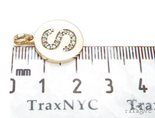 14k Yellow Gold Prong Diamond Initial S Pendant-39984 - Image 7