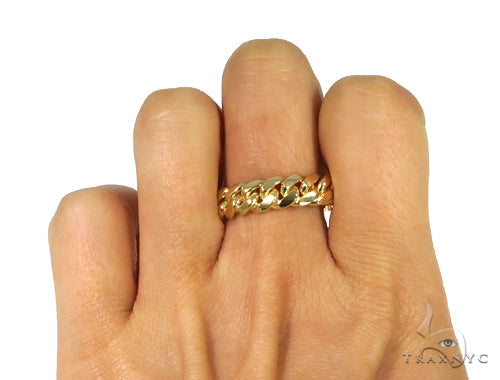 14k Gold 6mm Miami Cuban Link Ring 45420 - Image 5