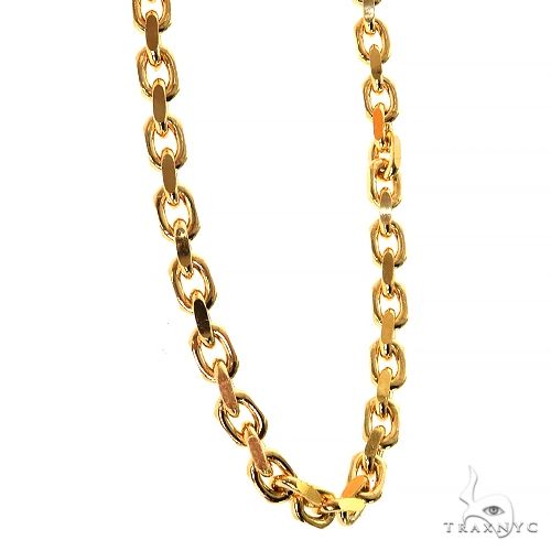 14k Yellow Gold Solid Anchor Link Diamond Cut Chain 4mm 24 inches 69615 - Image 2