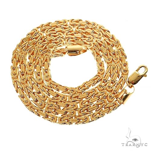 14k Yellow Gold Solid Byzantine link 4mm 22 inches 70129 | TraxNYC