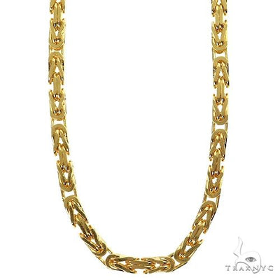 14k Yellow Gold Solid Byzantine link 5mm 22 inches 70130 - Image 1