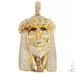 14k Yellow Gold Solid Diamond Jesus Pendant 65101 67177 - Image 1