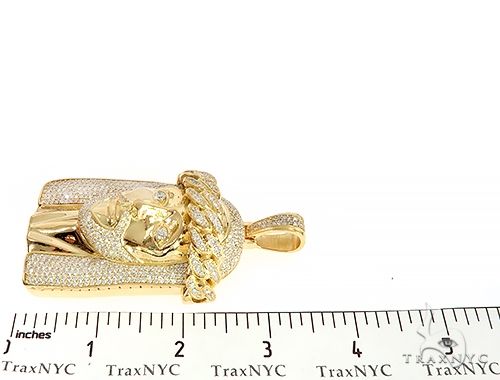 14k Yellow Gold Solid Diamond Jesus Pendant 65101 67177 - Image 8