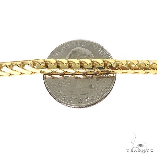 14k yellow gold solid Franco link chain, 4.6mm thickness, 24-inch men's necklace.