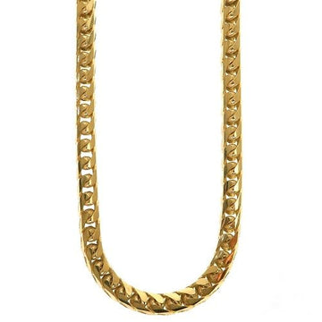 14k yellow gold solid Franco link chain with 4.6mm links, 26 inches long.