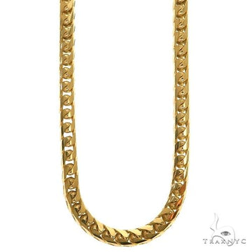 14k yellow gold solid Franco link chain, 5mm thickness, 24-inch length.