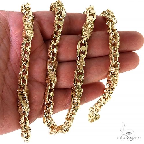 14k Yellow Gold Solid Greek Key link chain 36 inches 8.5mm 68461 - Image 6