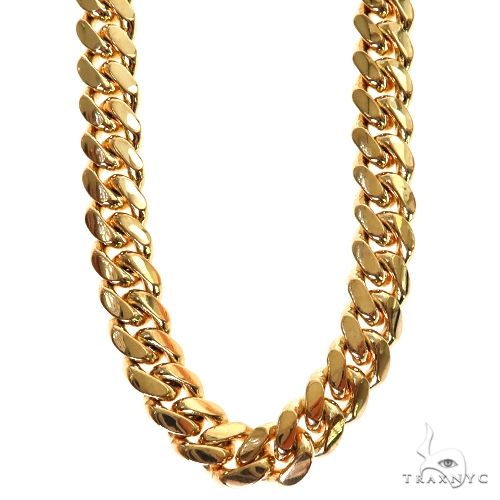 14k yellow gold solid Miami Cuban chain, 8mm wide, polished finish, 20 inches long