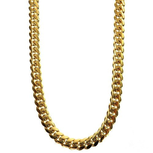 14k yellow gold 5mm solid Miami Cuban link chain, 20 inches long, polished finish